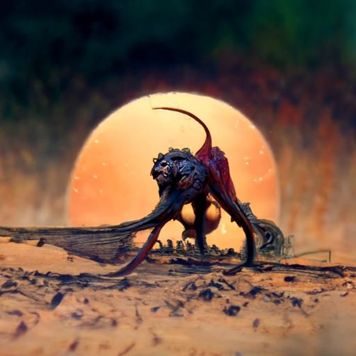 Manticore in Dark Surrealist Style