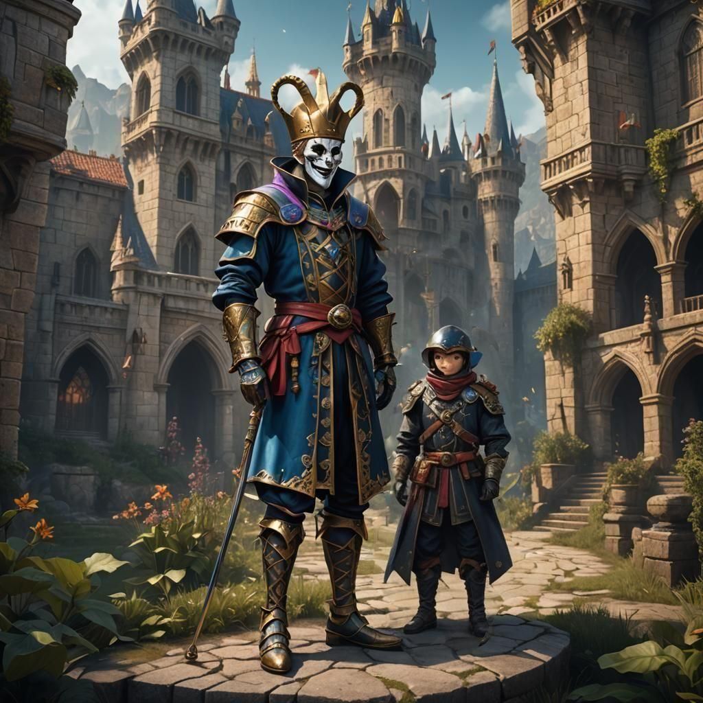 Jester Bowing to King: Detailed Fantasy Art