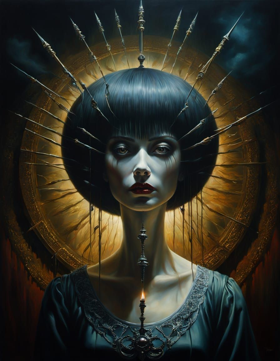 Creepy Nightmare Portrait of the Lady of the Needle