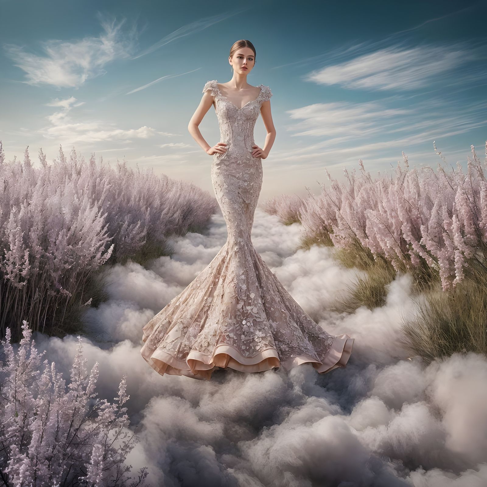 Dreamy Fashionista Struts in Haute Couture Cloud Runway