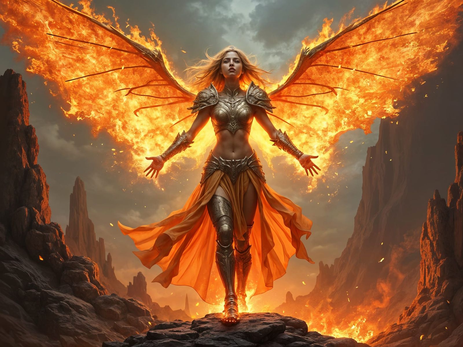 Celestial Fire Elf Warrior in Baroque Style