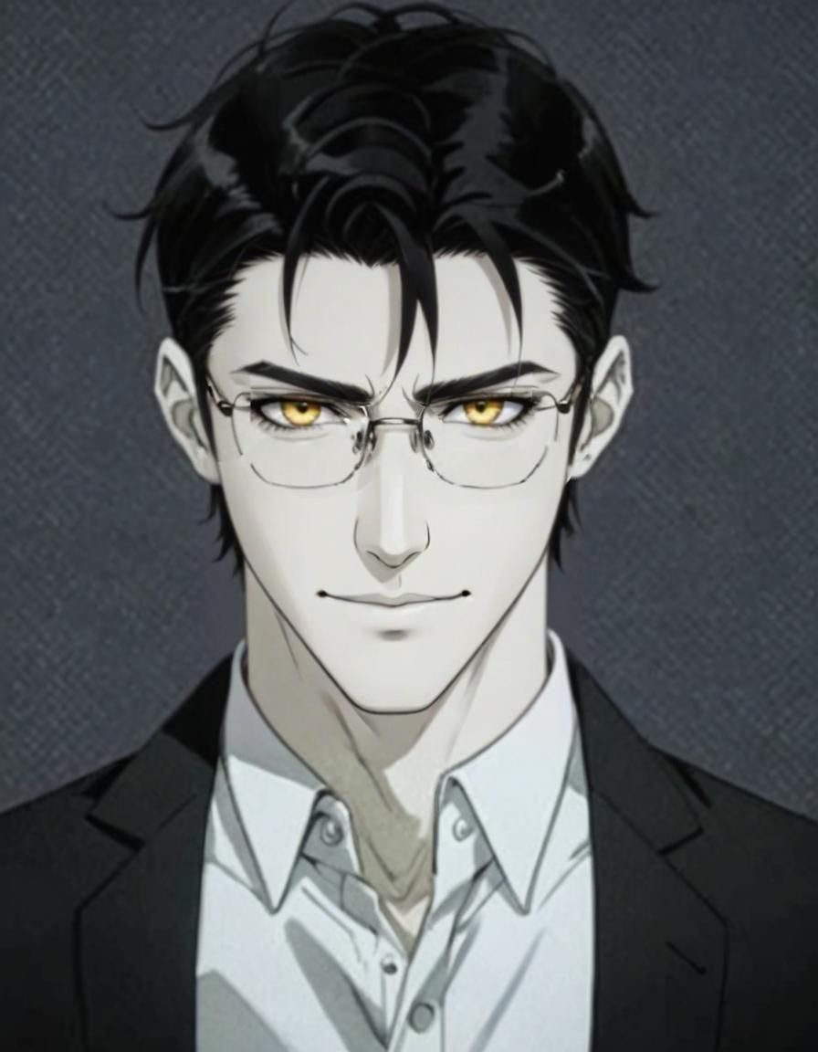 Anime Teacher with Prismatic Eyes and Gentle Smile