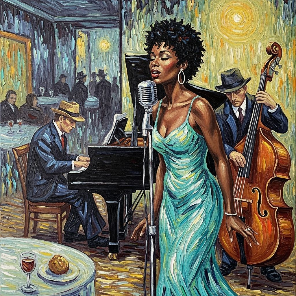 Jazz Singer in Van Gogh Style Oil Painting