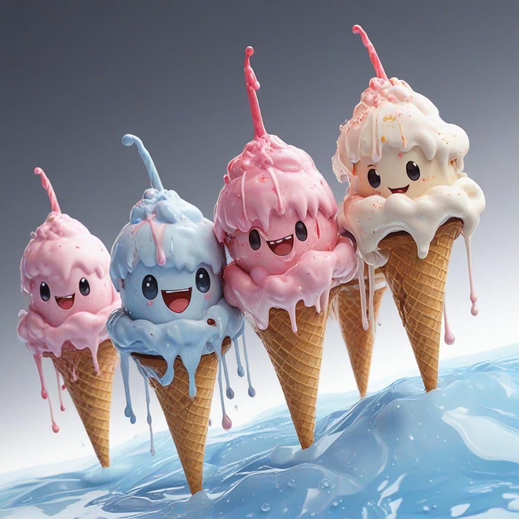 Melting Ice Cream in Anime Key Visual Style
