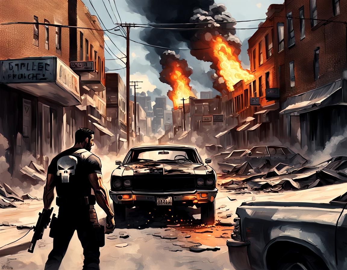 The Punisher in Sci-Fi City Street Fight