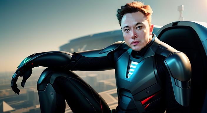 Elon Musk as a half human half AI hybrid robot