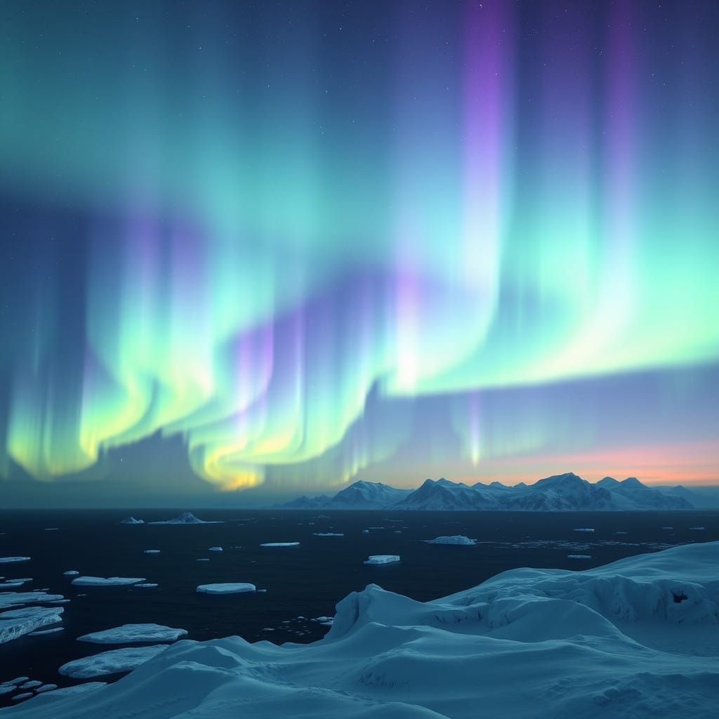 Enchanted Aurora Borealis Above the Arctic Ocean
