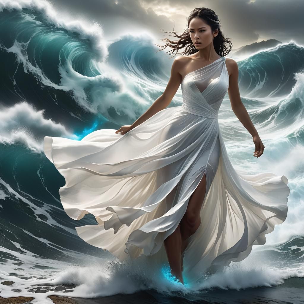 Woman Controls Tsunami with Elemental Powers