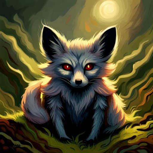 Creepy Cute Spider-Fox Familiar in Dark Fantasy Style