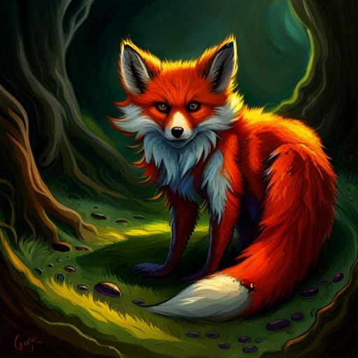 Creepy Cute Spider-Fox in Dark Fantasy Style
