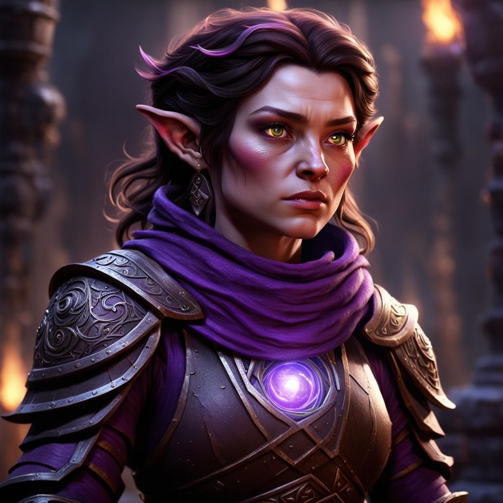 Halfling Cleric with Glowing Eyes in Matte Painting
