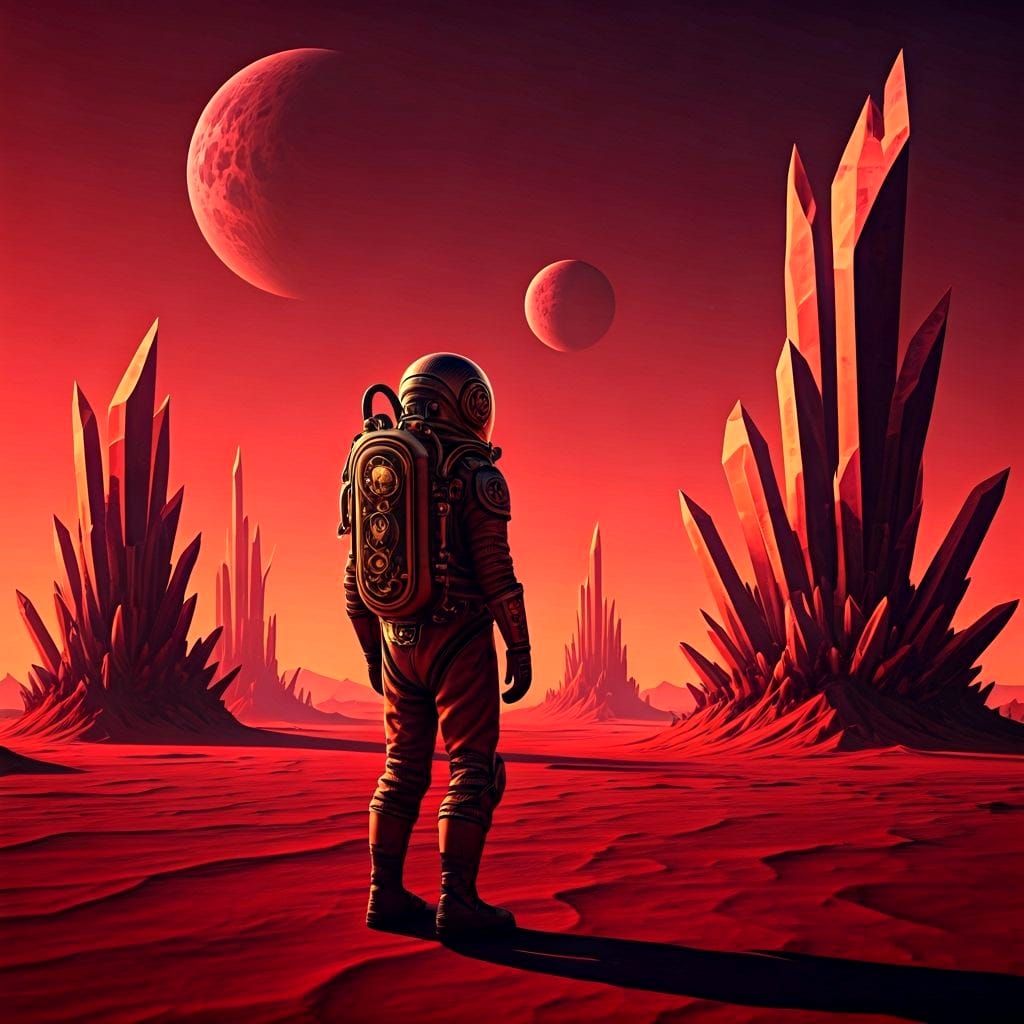 Victorian Astronaut on Crimson Desert Planet