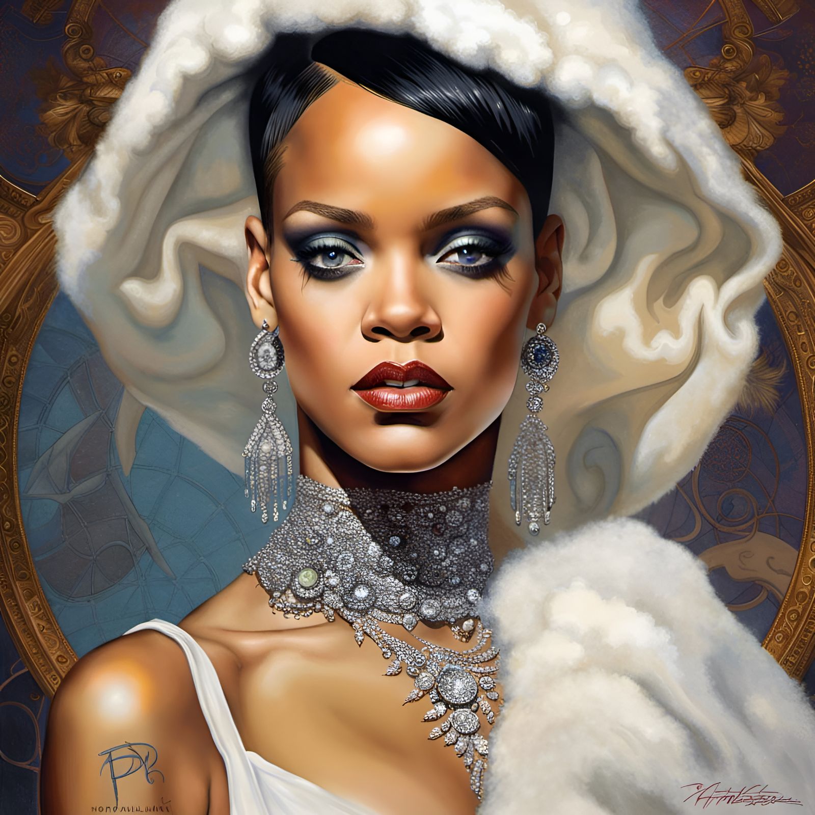 Diamond Rihanna: Hyperrealistic Portrait in Art Style