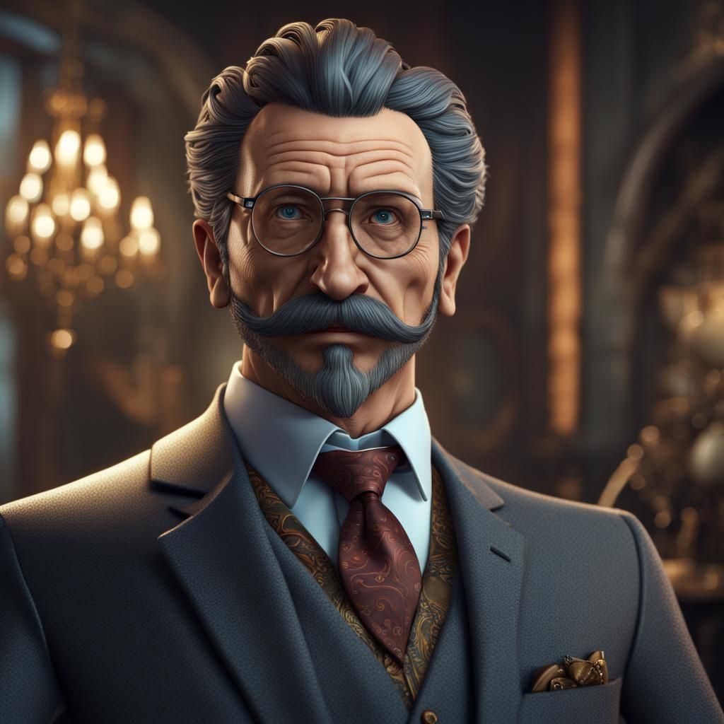 Evil CEO with Goatee: Detailed Matte Painting
