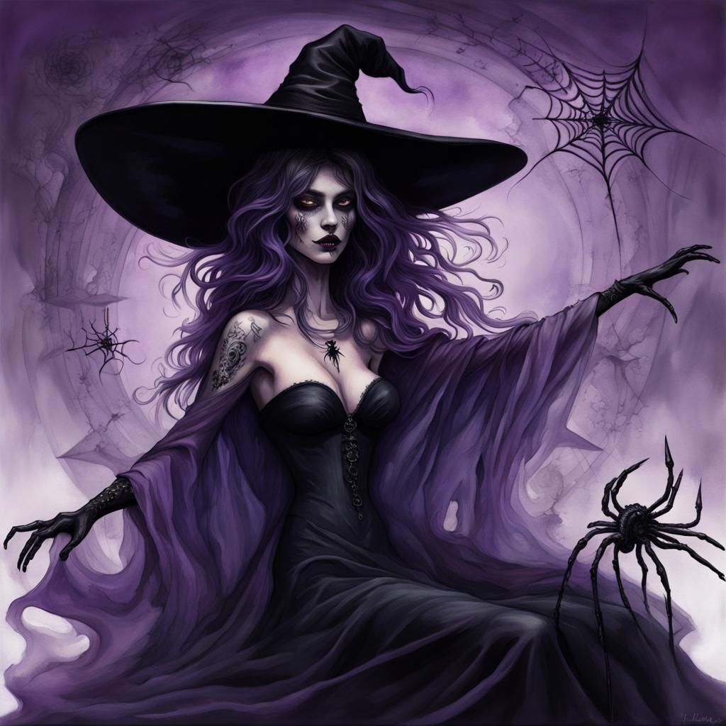 Cursed Eerie Witch with Undead Aura in Surrealist Art