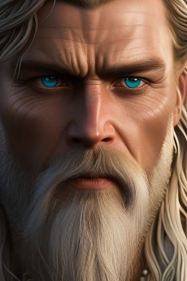 Viking Warrior Portrait in Watercolor Style