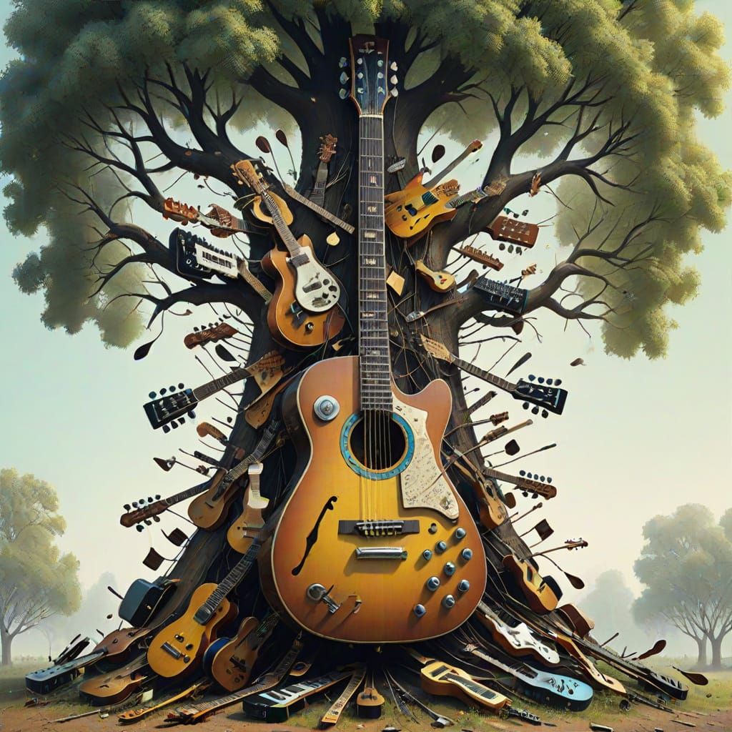 Surreal Guitar Tree Fantasy Art