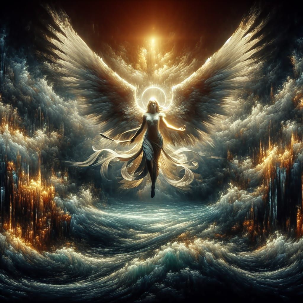 Angelic Woman at Sea: Digital Matte Painting