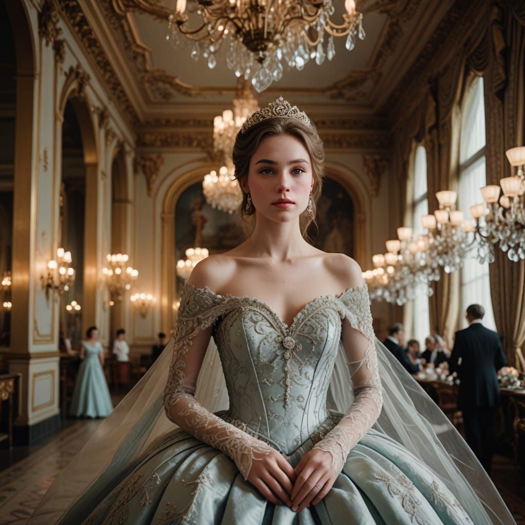 Elegant Princess Anastasia in Lavish Ballroom with Opulent D...