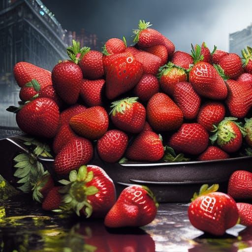 Hyper-Detailed Strawberries Key Visual Masterpiece