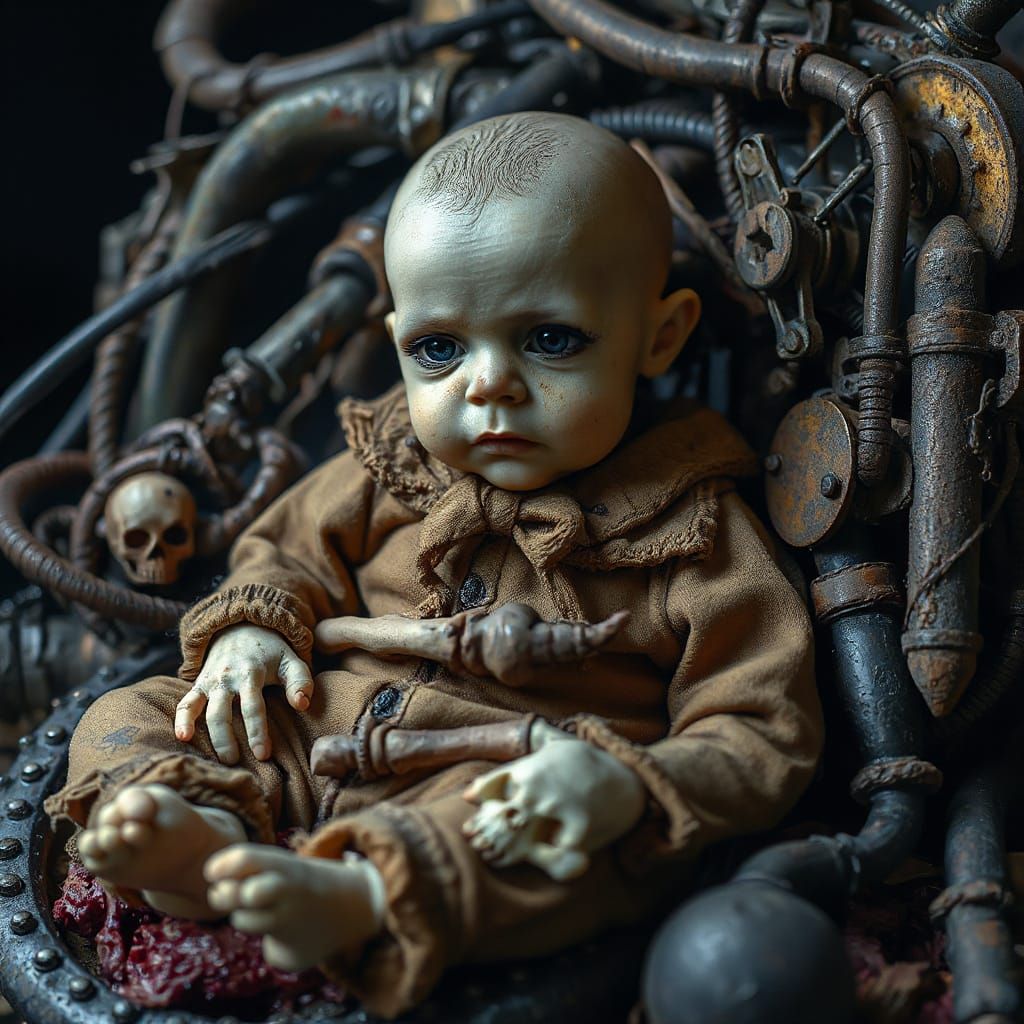 Grotesque Cake Baby: Biomechanical Horror Art