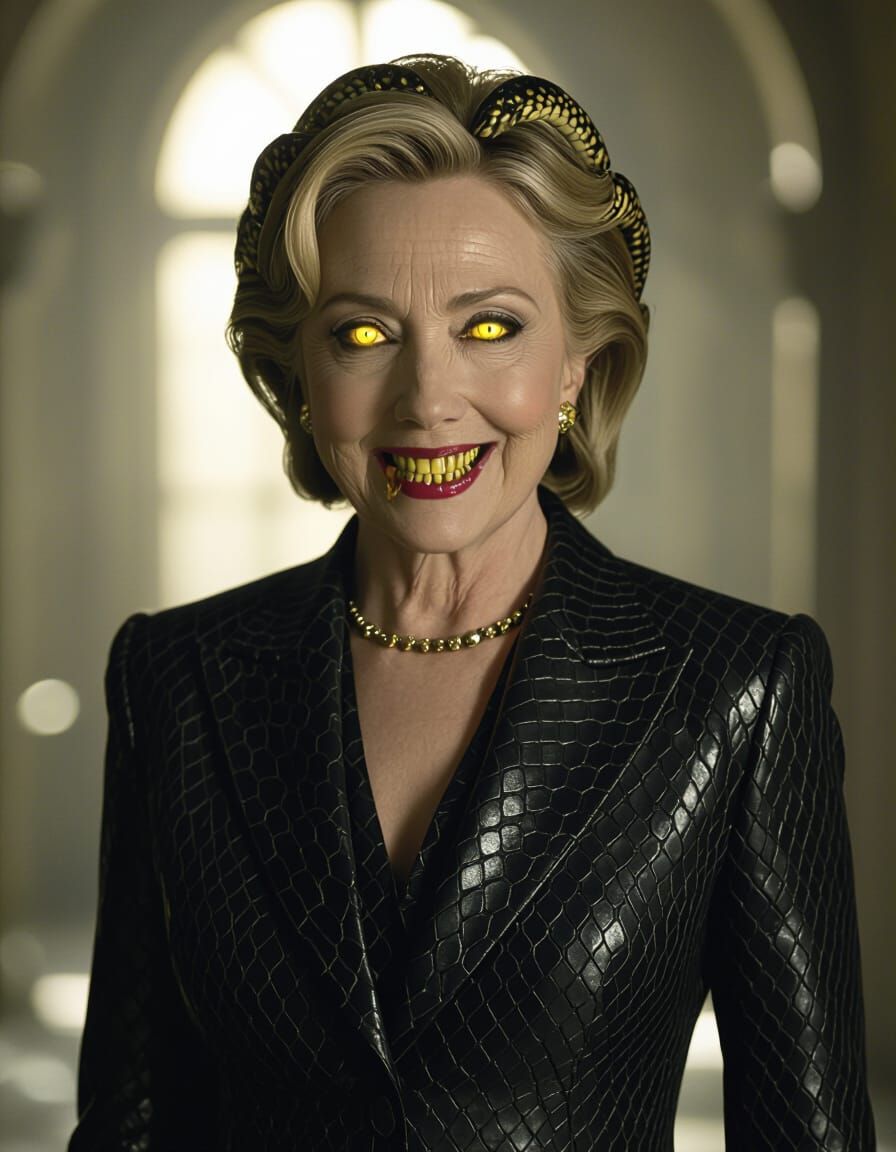 Realistic Reptilian Hillary Clinton Portrait