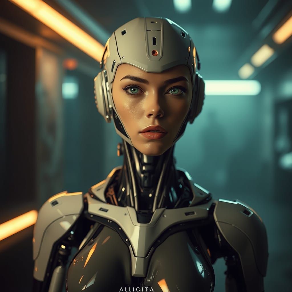 Android Goddess in Hyperrealistic Sci-Fi Noir