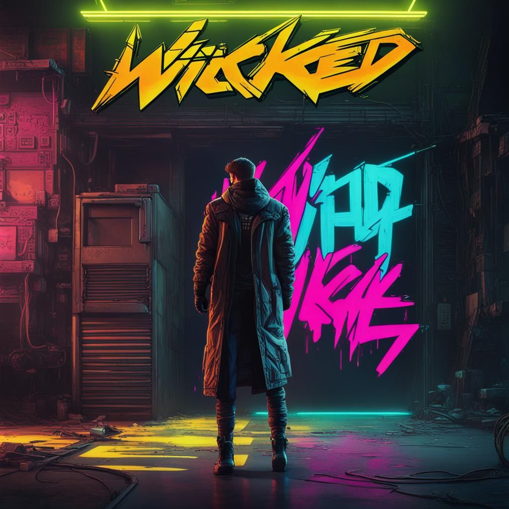 Wicked High Graffiti in Cyberpunk Style