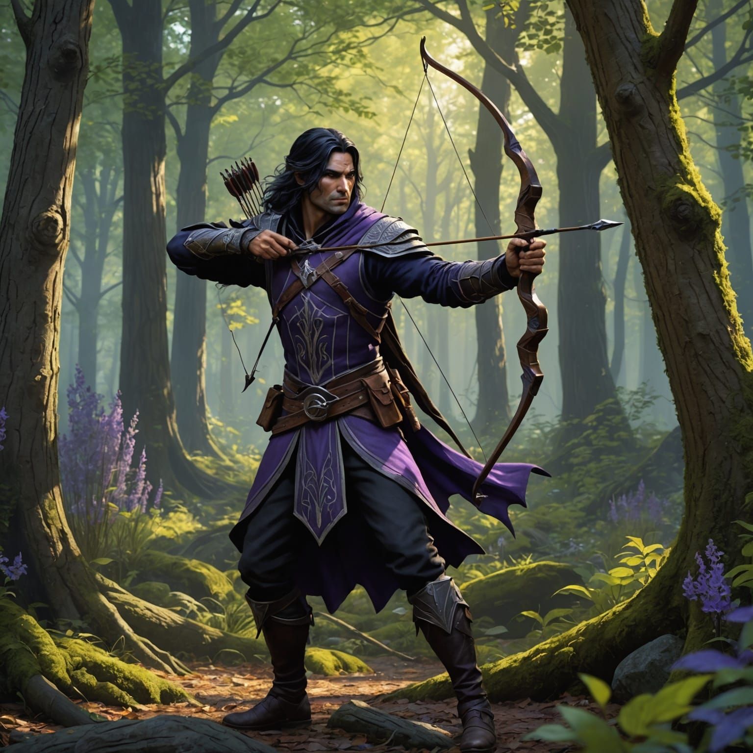 Drow Ranger Archery in Fantasy Forest