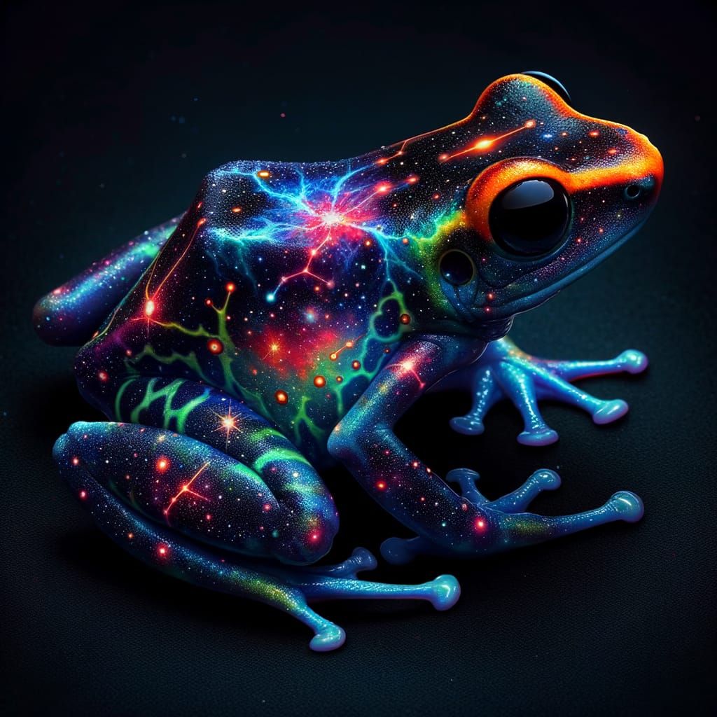 Cosmic Dart Frog with Galaxy Skin