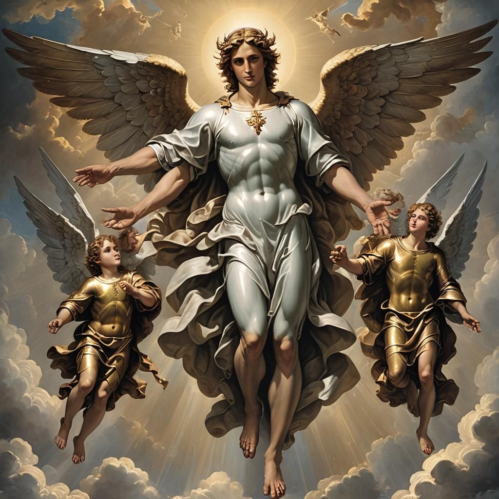 Biblical Angel Descending from Heaven