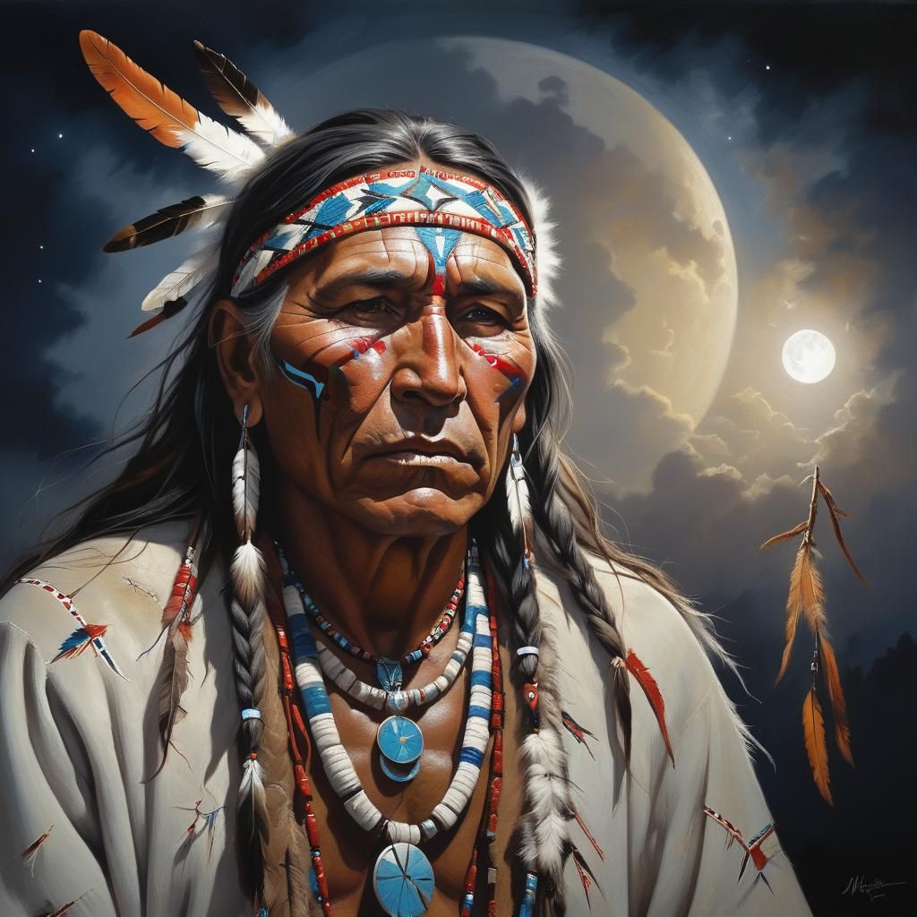 Native American Medicine Man Conjuring Great Spirit