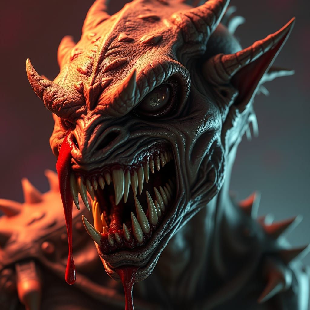 Vampiric Beauty with Sharpened Fangs and Vivid Colors