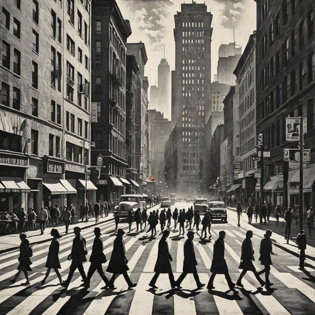 High Contrast Stencil Art Cityscape