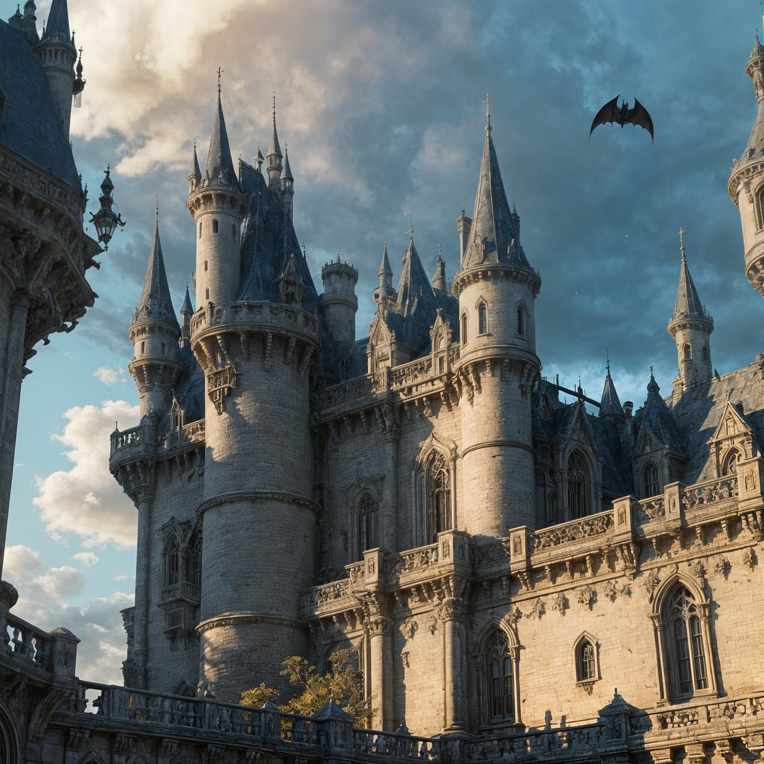 Epic Fairytale Castle in Stormy Weather