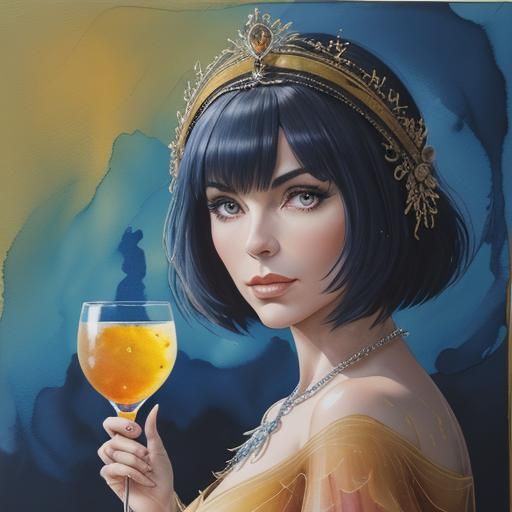 Mireille Mathieu in Loire Valley: Alcohol Ink Painting