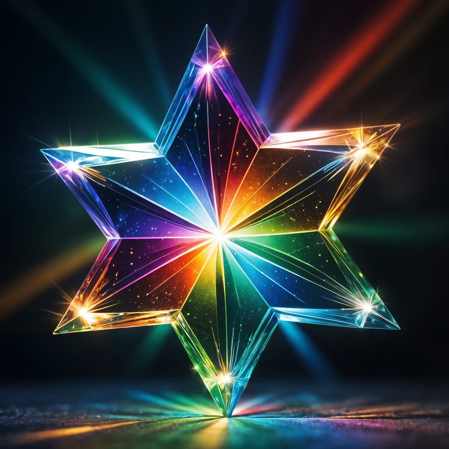 Multicolor Star Prism with Light Shafts