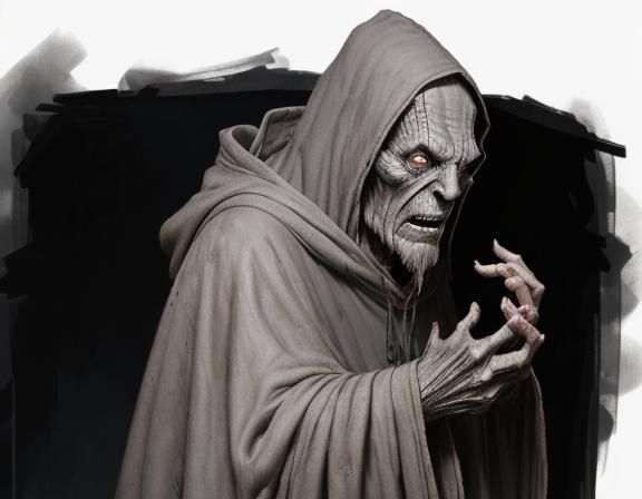 Sinister Ancient Monster in Brown Cloak