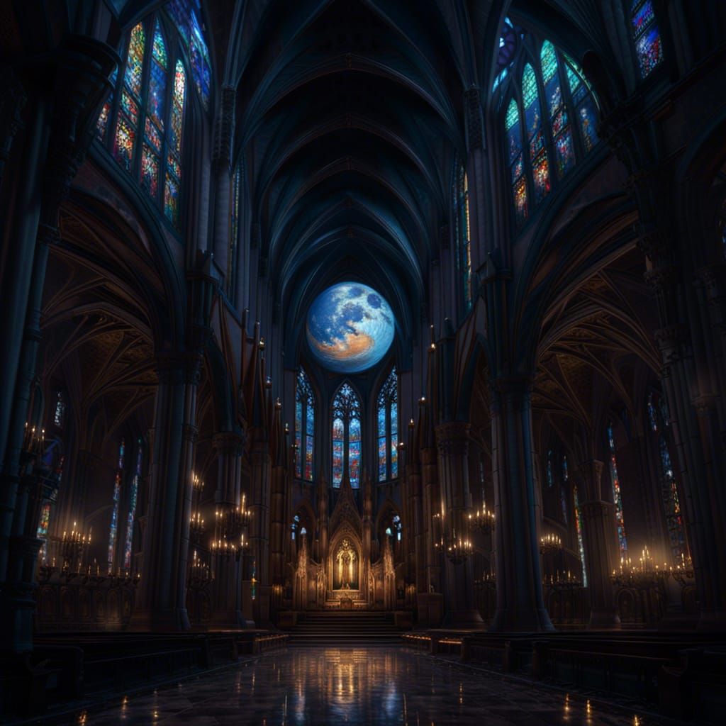 Moonlit Gothic Cathedral in Dark Fantasy Style
