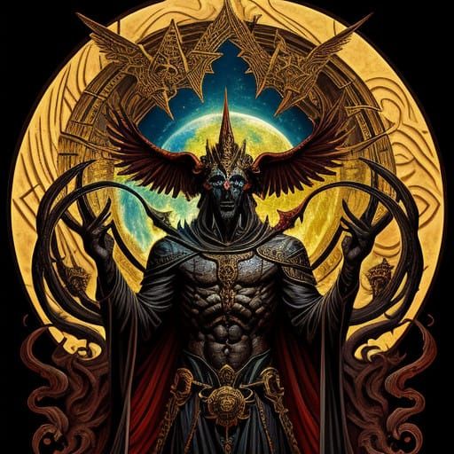 Mystical Demon of Balance in Ancient Esoteric Art