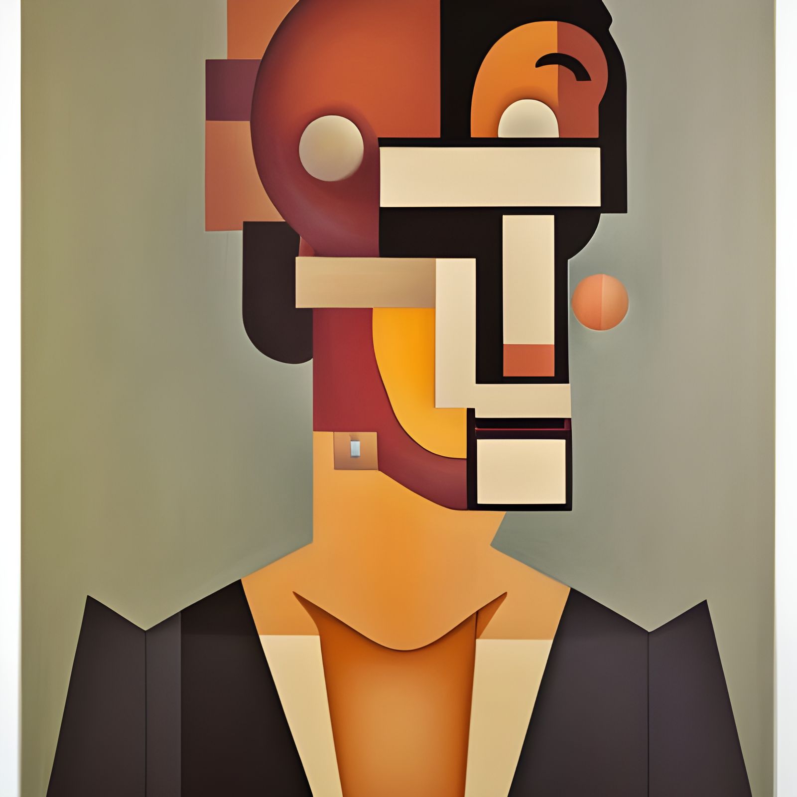 Woman Merging With Landscape in Cubist Art Deco Style