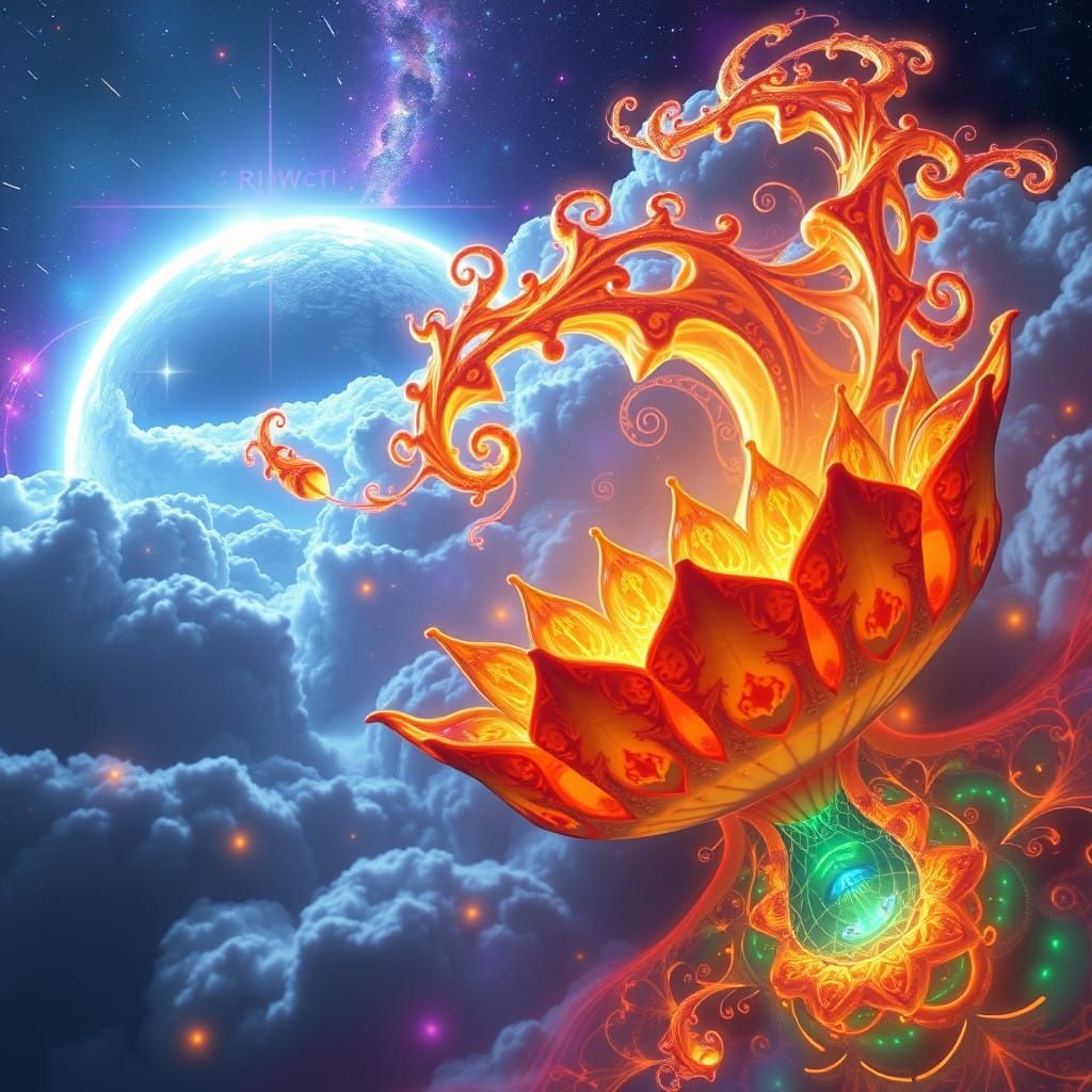 Cosmic Fractal Tapestry Unfolds in Vibrant, Glowing Hues