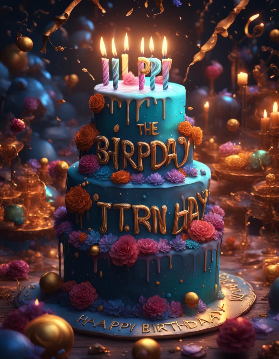 Happy Birthday Card in Detailed Matte Painting Style