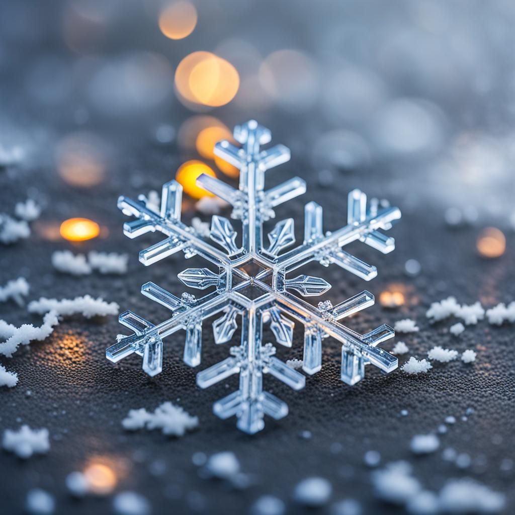Macro Photograph of a Perfect Rainbow Snowflake