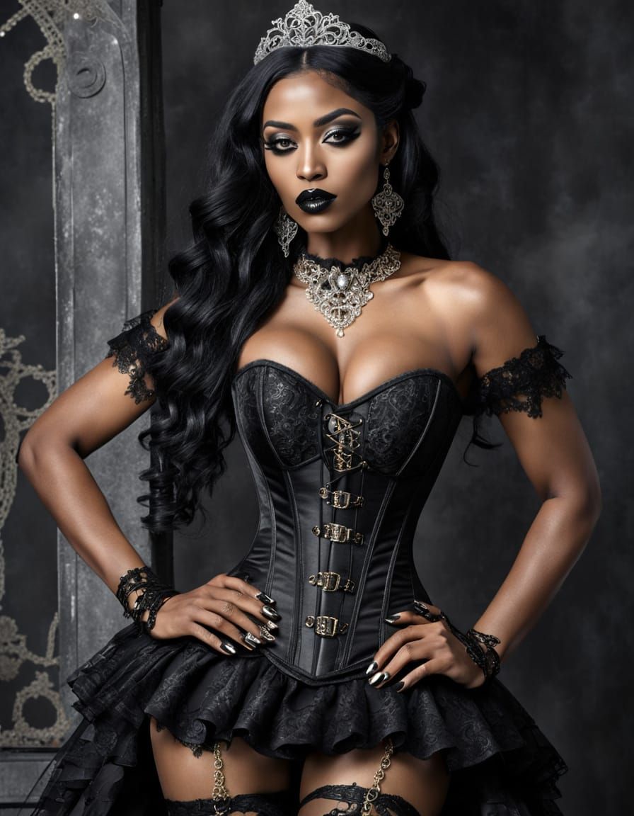 Dominican Woman in Gothic Sci-Fi Jewelry Wedding Dress