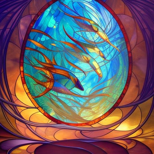 Stained Glass Fish in Kelp Forest