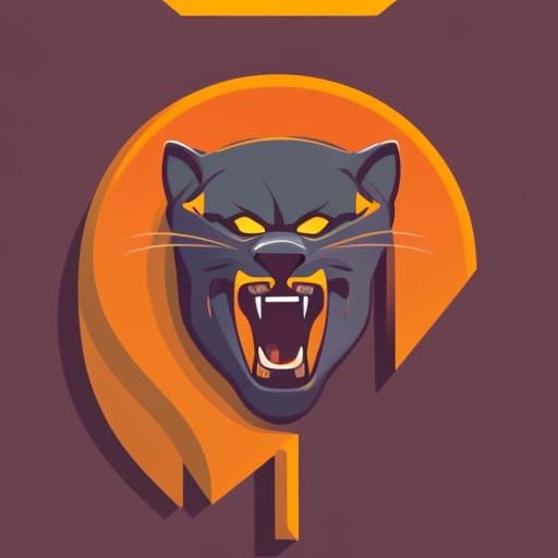 Angry Panther Head Logo, Flat Vector Illustration