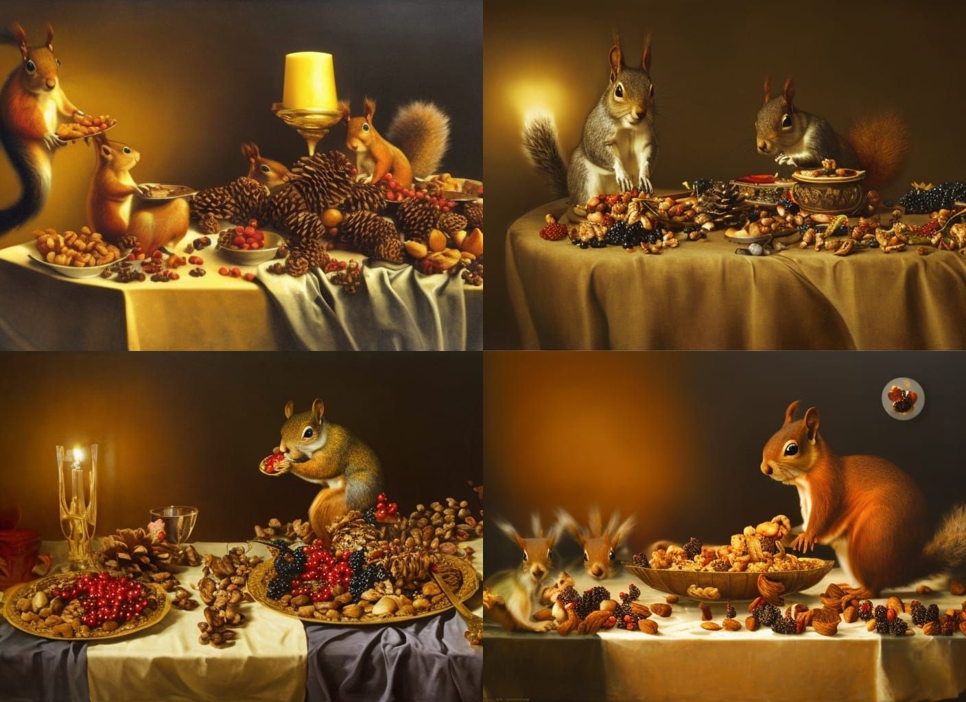 Squirrel King's Feast: A Hyperrealistic Still Life