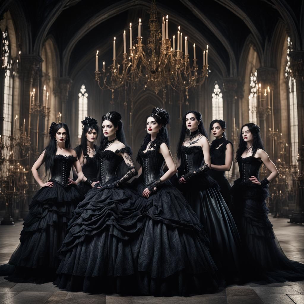 Gothic Wedding Scene with Dancing Woman