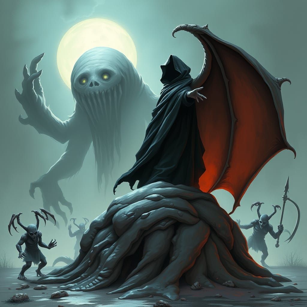 Dragon Summoner Commanding Undead Army on Slime Mound